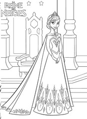 coloriage reine des neige elsa ouvre les portes du palais